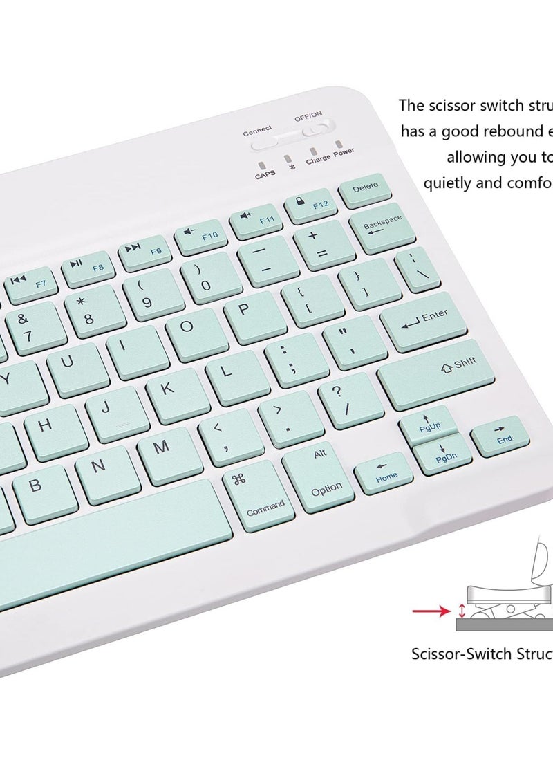 ELTRAZONE - Ultra-Slim Bluetooth Keyboard and Mouse Combo Rechargeable Portable Wireless Keyboard Mouse Set for Apple iPad iPhone iOS 13 and Above Samsung Tablet Phone Smartphone Android Windows-Green - Image 1