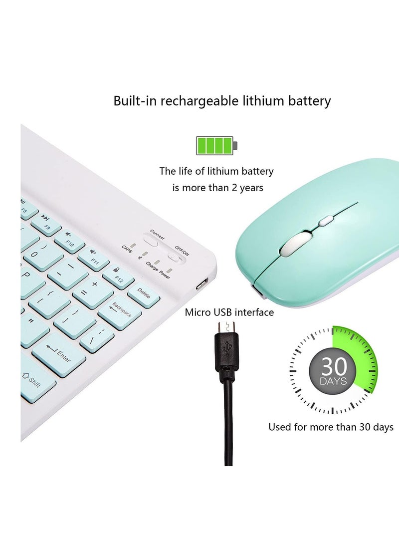 ELTRAZONE - Ultra-Slim Bluetooth Keyboard and Mouse Combo Rechargeable Portable Wireless Keyboard Mouse Set for Apple iPad iPhone iOS 13 and Above Samsung Tablet Phone Smartphone Android Windows-Green - Image 1