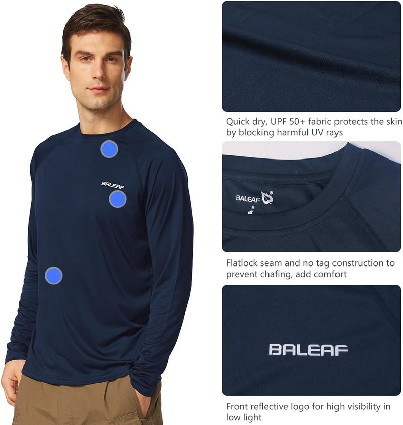 Baleaf Men's Sun Protection Shirts UV SPF UPF 50+ Long Sleeve Rash Guard Fishing Running Quick Dry Lightweight - Image 3