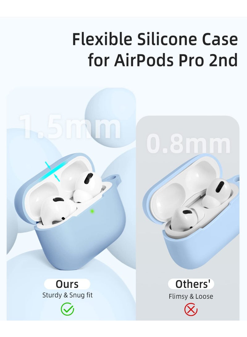 أنيوغرو حافظة سيليكون Anyong Airpods Pro 2، غطاء واقي ناعم مع قلم تنظيف، مقاوم للخدش والانزلاق، مصباح LED أمامي مرئي لأجهزة Apple Airpods Pro 2 Generation (2022) - Image 3