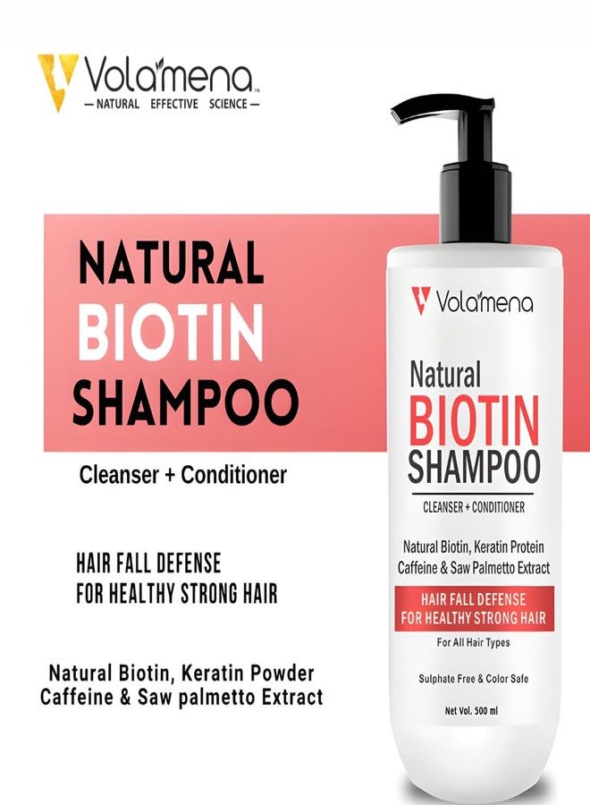 VOLAMENA WITH DEVICE Volamena Natural Biotin Shampoo - 2 in 1 Hair Cleanser + Conditioner for Hair Strengthen and Reduce Hair Fall, 500 ml - Image 1