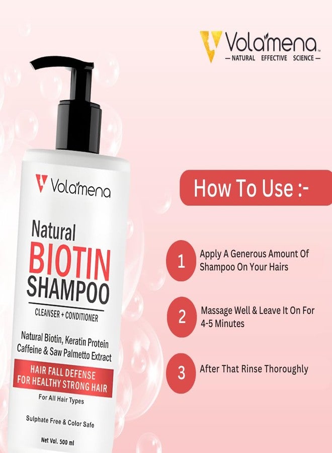 VOLAMENA WITH DEVICE Volamena Natural Biotin Shampoo - 2 in 1 Hair Cleanser + Conditioner for Hair Strengthen and Reduce Hair Fall, 500 ml - Image 3