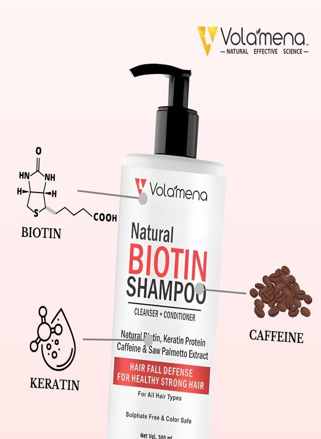 VOLAMENA WITH DEVICE Volamena Natural Biotin Shampoo - 2 in 1 Hair Cleanser + Conditioner for Hair Strengthen and Reduce Hair Fall, 500 ml - Image 2