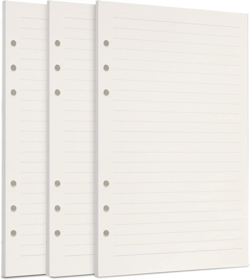 Toplive A5 Refill Paper, [3 Pack] 100GSM Thick Refillable 6 Hole Filler Inserts - 135 Sheets (270 Pages) for 6 Ring Binder Journal Notebook, Lined - Image 1