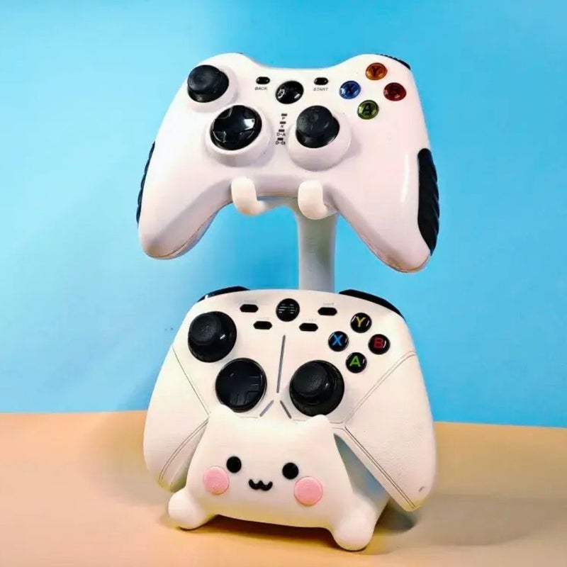 حامل تخزين وحدات التحكم المزدوج من الراتنج الأبيض لأجهزة PS4 وPS5 وXbox وSwitch منظم متين للاعبين هدية مثالية - Image 2