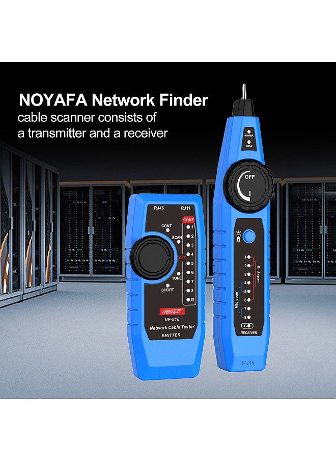 NOYAFA - NOYAFA NF-810 Network Cable Tester Kit for RJ11 RJ45 CAT5 CAT6 LAN Cable Multi Function Wire Tracker Wiremap PoE TEL Testing Line Finder with LED Light Earphone Tool Bag - Image 1