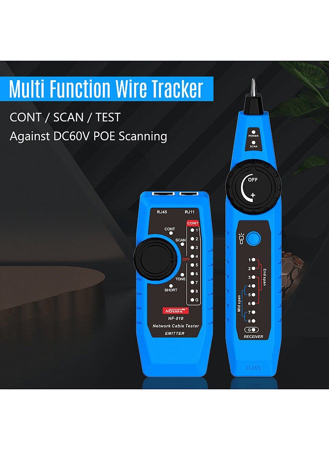 NOYAFA - NOYAFA NF-810 Network Cable Tester Kit for RJ11 RJ45 CAT5 CAT6 LAN Cable Multi Function Wire Tracker Wiremap PoE TEL Testing Line Finder with LED Light Earphone Tool Bag - Image 1