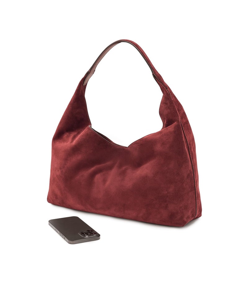 Made Well Madewell Women Suede Slouchy Shoulder Bag Aged Wine One Size - Image 4