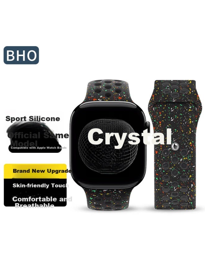 BHO سوار بوه آبل ووتش S11 المتوافق مع آبل ووتش S10/ألترا 3 سوار رياضي آي ووتش S9/8/7/6/se3/2/1 سيلكون مثقوب للتنفس - Image 1