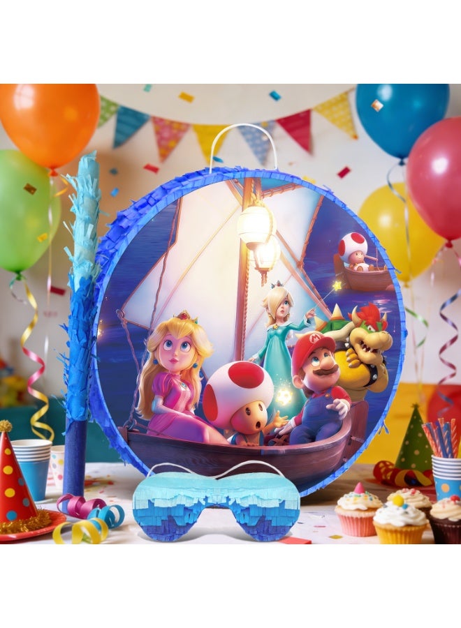 FRUITFUL PARTY Super Mario Round Pinata, Mario Party Pinata Bundle - Large Power-Up Star Pinata, Mushroom Kingdom Party Game Decorations Party Stick etc Mario Pinata Birthday Party Supplies - Image 5