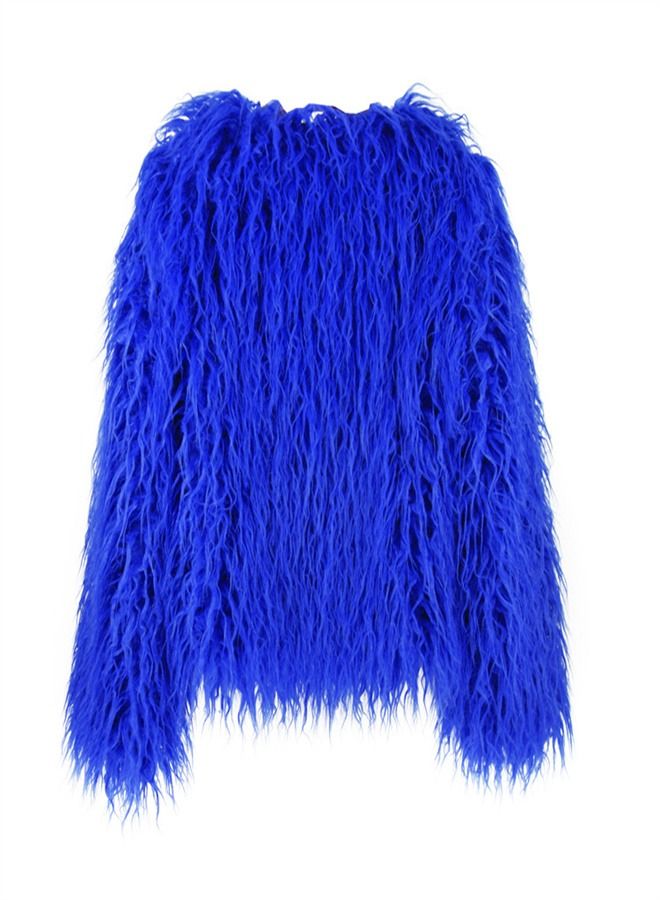 Loquat Women's Clothing Korean Version Solid Color Short Coat Royal Blue  - Image 2