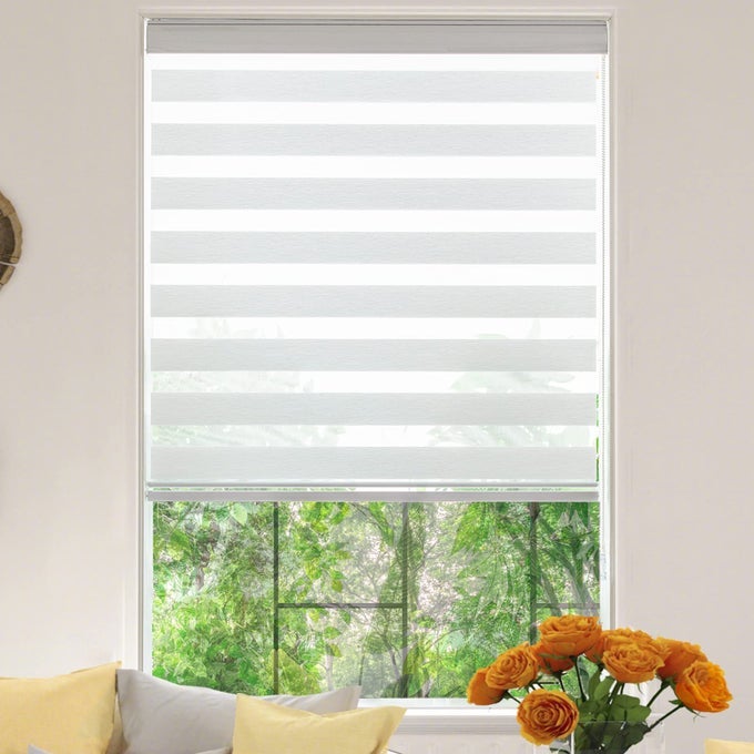 ZEBRA ROLLER WINDOW BLINDSCUSTOM CUT TO SIZEROLLER BLINDS DUAL LAYER ROLLER SHADE BLINDS WHITEFIXED 64 INCHESHIGH37 INCHES WIDTH