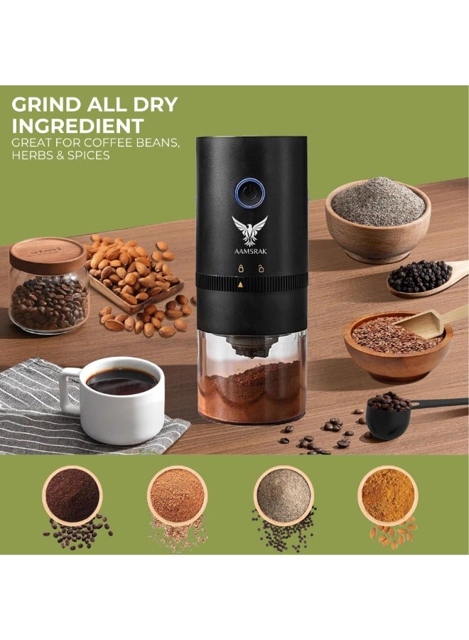 AAMSRAK Multipurpose Electric Portable Coffee Bean, Herbs & Spices Grinder 1500MAH Battery, Low Noise Motor, Jam Free Grinding Tool for Travel, Camping, Office, Home, Espresso - Image 3