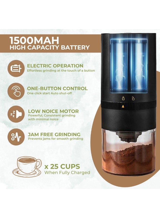 AAMSRAK Multipurpose Electric Portable Coffee Bean, Herbs & Spices Grinder 1500MAH Battery, Low Noise Motor, Jam Free Grinding Tool for Travel, Camping, Office, Home, Espresso - Image 4