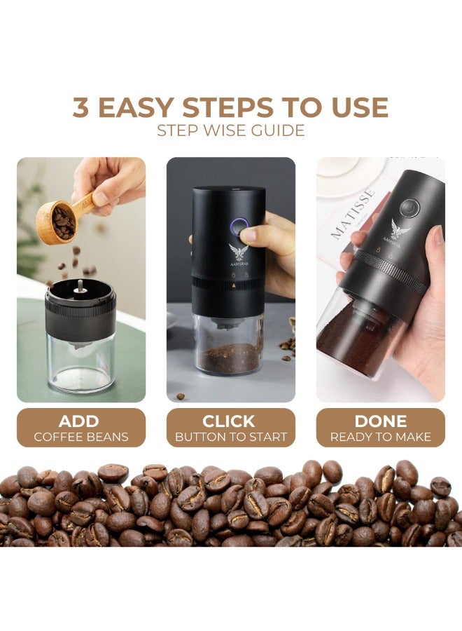 AAMSRAK Multipurpose Electric Portable Coffee Bean, Herbs & Spices Grinder 1500MAH Battery, Low Noise Motor, Jam Free Grinding Tool for Travel, Camping, Office, Home, Espresso - Image 5