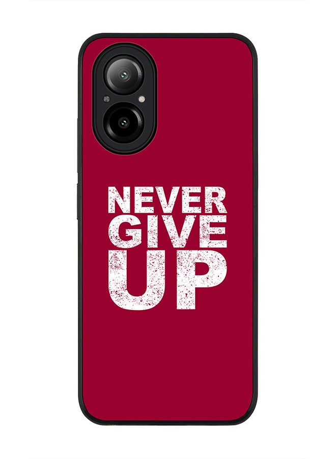 Stylizedd Rugged Black Edge Case for Realme C67 4G, Slim fit Soft Case Flexible Rubber Edges Anti Drop TPU Gel Thin Cover -  Never ever give up - Image 1