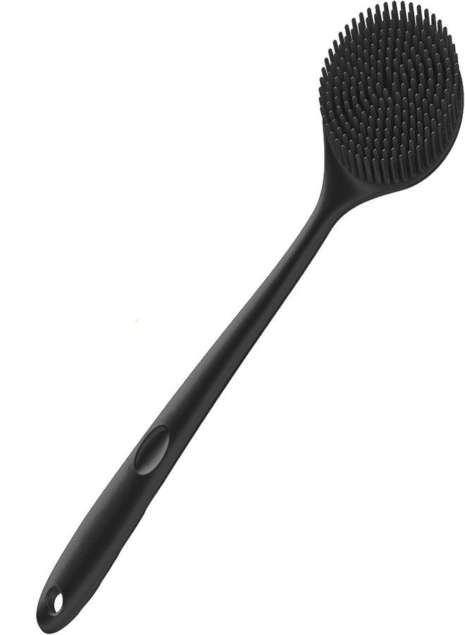 INOVERA (LABEL) 2-in-1 Long Handle Bathing Brushes for Men and Womens - Soft Silicone Back Bath Body Brush with Bristles (Black) - Image 1