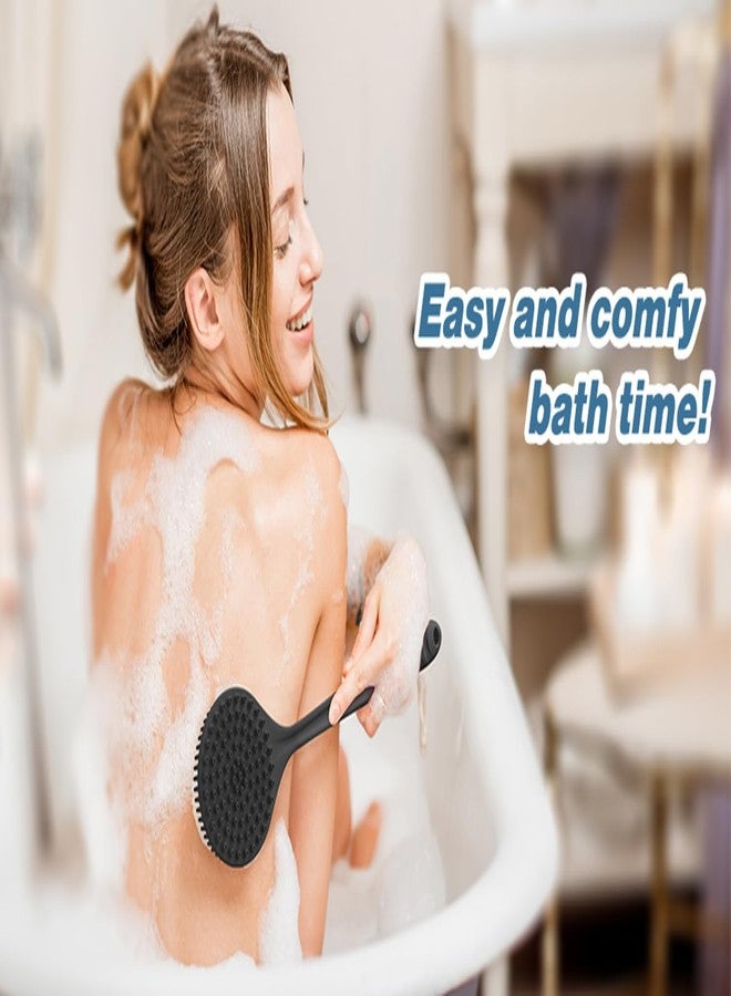 INOVERA (LABEL) 2-in-1 Long Handle Bathing Brushes for Men and Womens - Soft Silicone Back Bath Body Brush with Bristles (Black) - Image 5