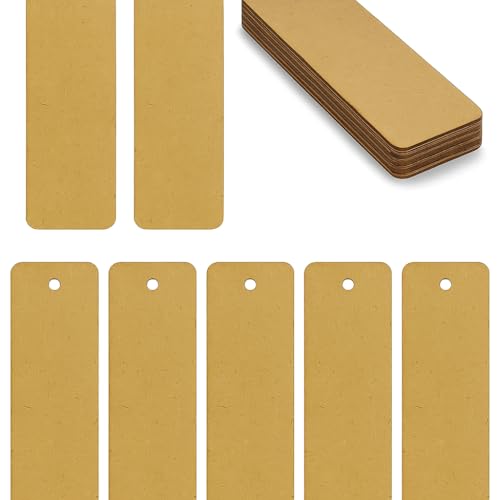 GENXTRA® DIY MDF Bookmarks – Set of 10, 5 x 1.5 Inch, 2mm Thick with Pre-Drilled Hole – Blank Wooden Bookmarks for Craft, Painting, Resin Art & Personalization - Image 1