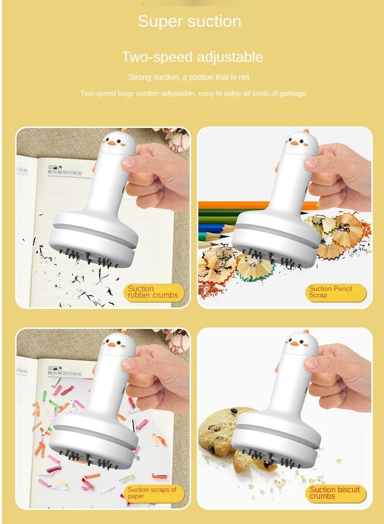 Desktop Cartoon vacuum cleaner mini portable handheld USB rechargeable suction rubber shavings, Dust, Hairs, Suitable for School, Home, Office, Computer, Keyboard, Car,Piano - Image 3