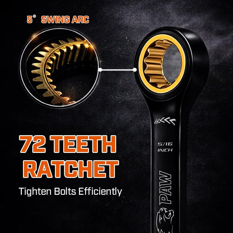 ironcube Ratcheting Wrench Set 16 Piece - Metric and Standard - Black Combination Ratchet Wrenches - Including Wax Canva Bag - LIFETIME SUPPORT - Image 4
