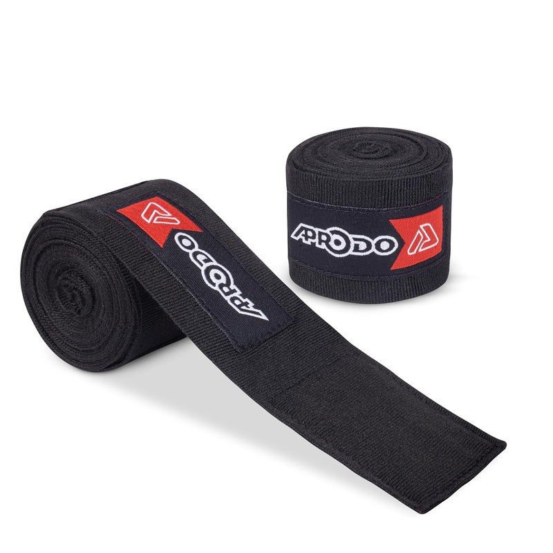 Aprodo Boxing Hand Wraps Perfect Spandex Elastic Stretch for Men & Women (Black, (120") 3.0m) - Image 1