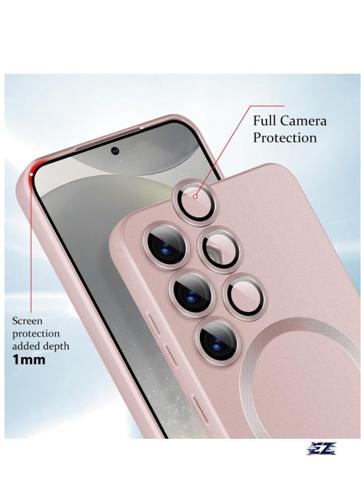 Samsung Galaxy S24 Plus 5G Magnetic Case Cover â€“ Luxury Metallic Paint, Silicone Phone Case with Full Camera Lens Protector, Shockproof Bumper for Maximum Protection â€“ Stylish and Durable Case for Samsung Galaxy S24 Plus 5G