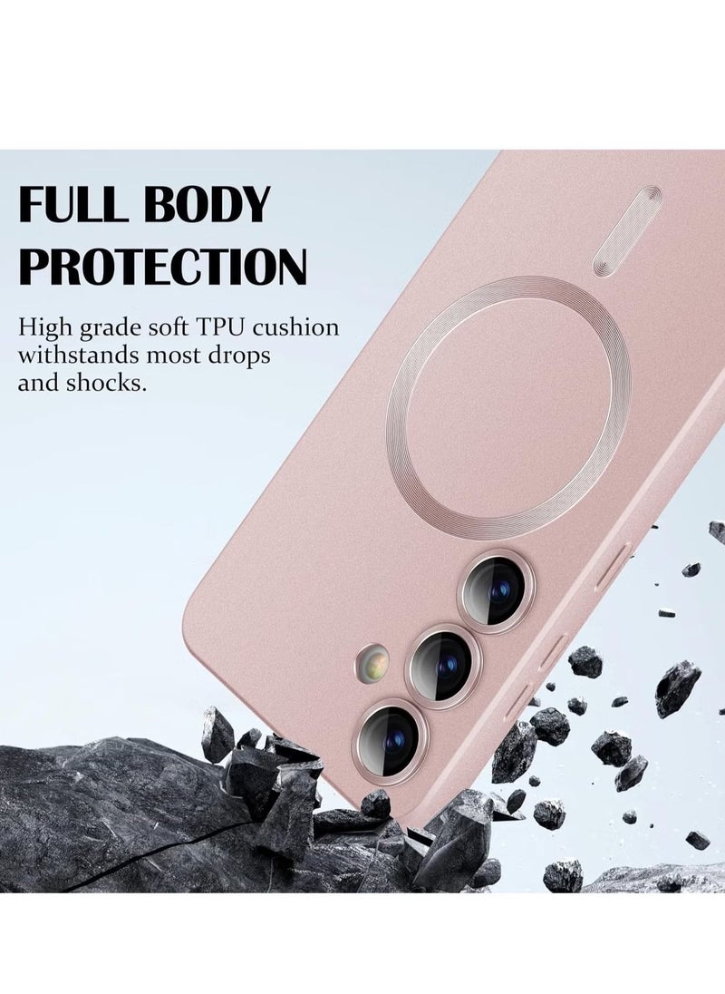 Samsung Galaxy S24 Plus 5G Magnetic Case Cover â€“ Luxury Metallic Paint, Silicone Phone Case with Full Camera Lens Protector, Shockproof Bumper for Maximum Protection â€“ Stylish and Durable Case for Samsung Galaxy S24 Plus 5G
