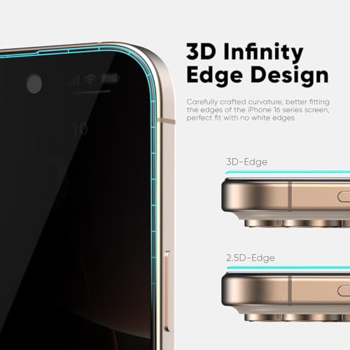 FLOLAB NanoArmour ONETIME PRO for iPhone 16 Pro Max Privacy Screen Protector AntiReflective 3D EdgetoEdge AntiSpy Tempered Glass Reinforced Edges Durable Smooth Easy Install DustFree - Image 3