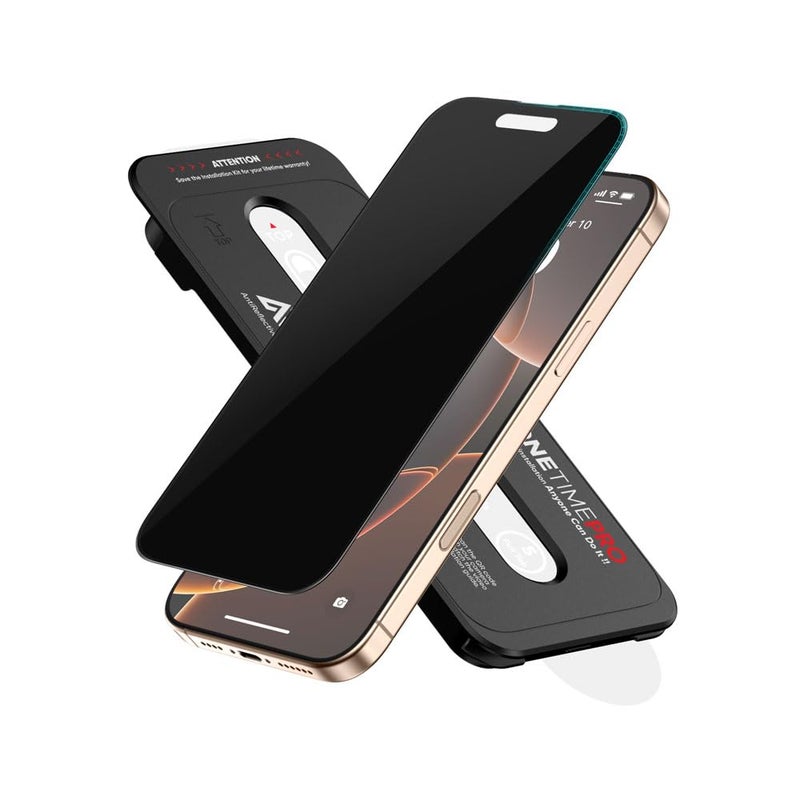 FLOLAB NanoArmour ONETIME PRO for iPhone 16 Pro Max Privacy Screen Protector AntiReflective 3D EdgetoEdge AntiSpy Tempered Glass Reinforced Edges Durable Smooth Easy Install DustFree - Image 2