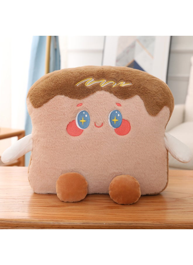 Generic - Toast Bread Pillow Blanket Cushion Plush Toy Girl's Bed Sleeping Two-in-One Pillow Birthday Gift-Specifications:Chocolate-Color:45*40cm Pillow - Image 1