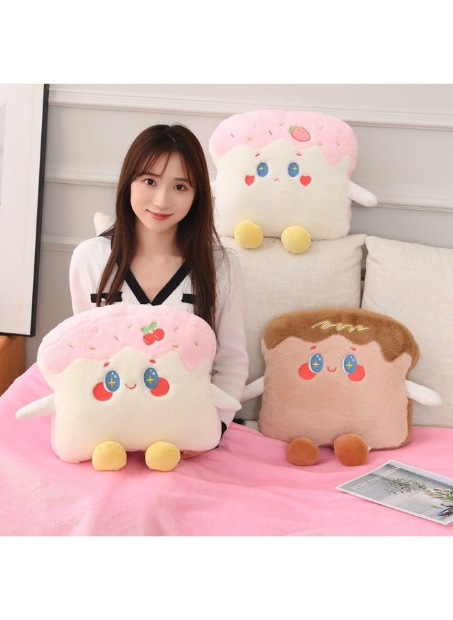 Generic - Toast Bread Pillow Blanket Cushion Plush Toy Girl's Bed Sleeping Two-in-One Pillow Birthday Gift-Specifications:Chocolate-Color:45*40cm Pillow - Image 1