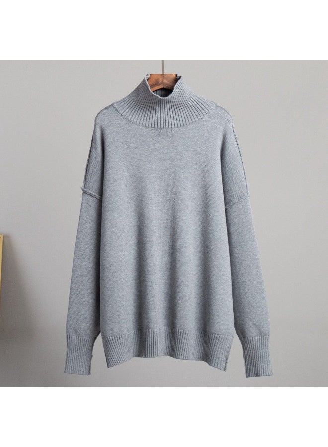 NIBEMINENT Women's Turtleneck Sweater Autumn Winter  Casual Loose Lazy Thickened Knit Pullover Top - Image 1
