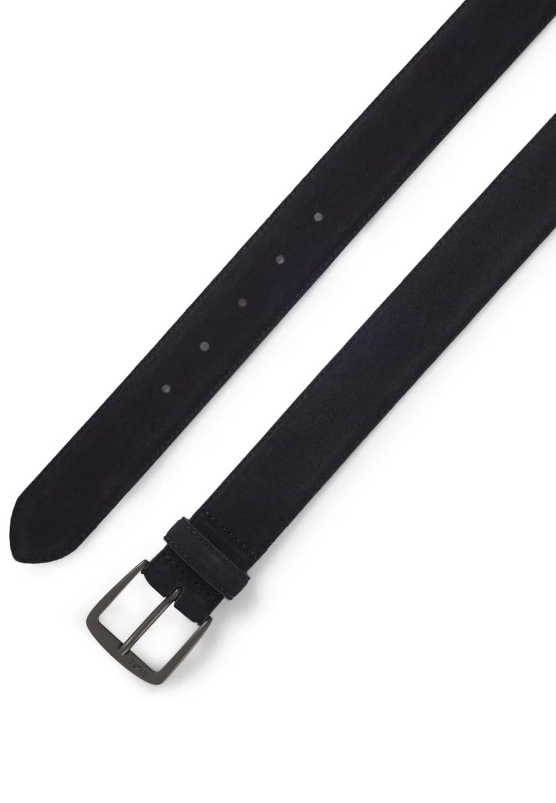 BOSS Italian-suede belt with gunmetal buckle