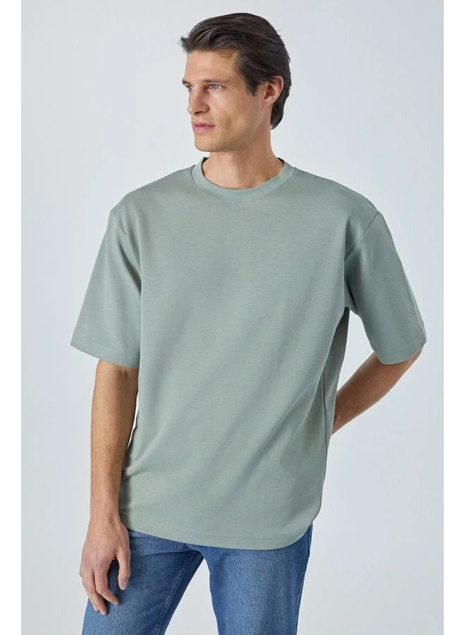 Grimelange HISON Men's Relaxed Crew Neck Short Sleeve Green T-Shirt