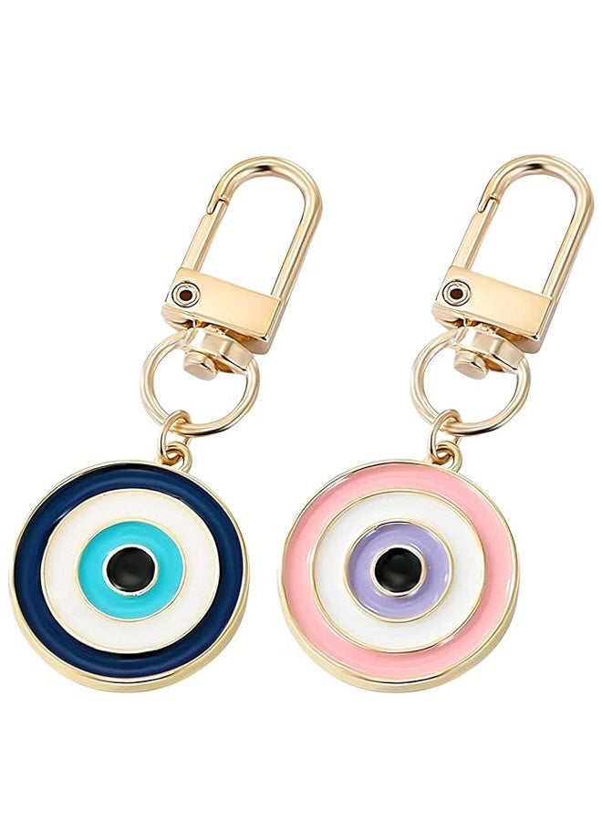 2Pcs Cute Keychain for Women Colourful Luck Evil Eye Charms Key Chain for Car Key Ring Bag Purse Accessories - Image 1