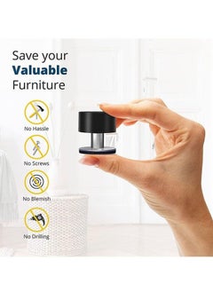 Beauenty 2 Pack Door Stoppers Stop with Extra Stickers, Self-Adhesive Door Stops with Black Rubber Bumper & Stainless Steel Body - Heavy Duty Door Knob Wall Protector Sound Dampening for Home & Office Use  - Image 4