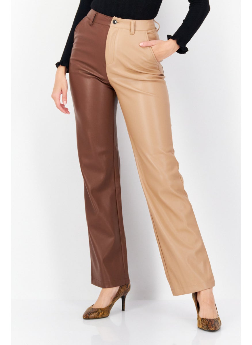 Women Slim Fit Two Tone Straight Pants, Beige - pzsku/Z2B73EC7E2C05F39B2278Z/45/_/1737643064/16189e67-7e17-4223-a6b9-35de97f3c154