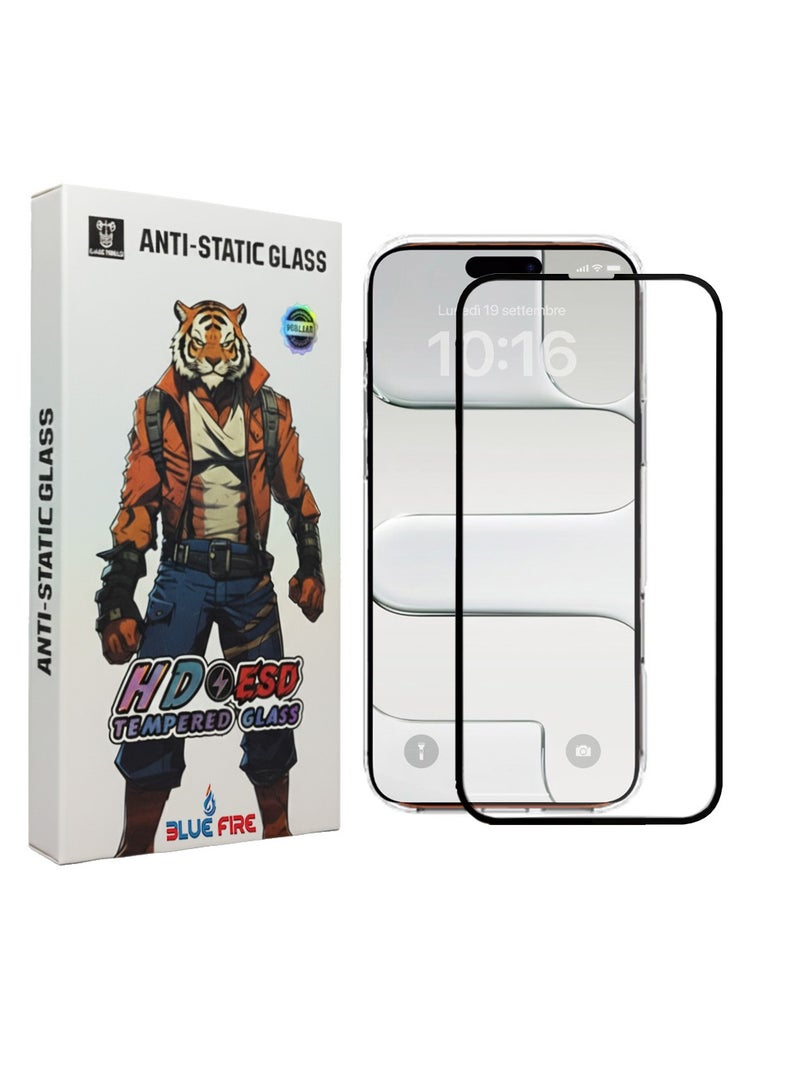 بلو فاير واقي شاشة زجاج مقوى عالي الدقة لهاتف iPhone 17 Air – صلابة 9H، مضاد للكهرباء الساكنة، شفاف للغاية، مقاوم للخدوش والبصمات، تركيب سهل بدون فقاعات