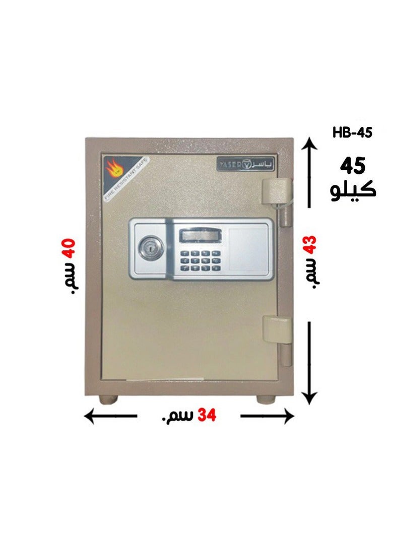 خزنة فولاذ تأمين مزدوج مفتاح + دجتال مقاس: 40*34*43 سم، 45كجم  - Image 1