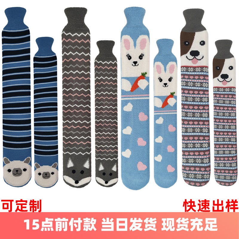 Long Rubber Water Bag Water Filling Warm Body Knitted Plush Warm Water Bag Warm Cute Warm Handbag Spot - Image 4