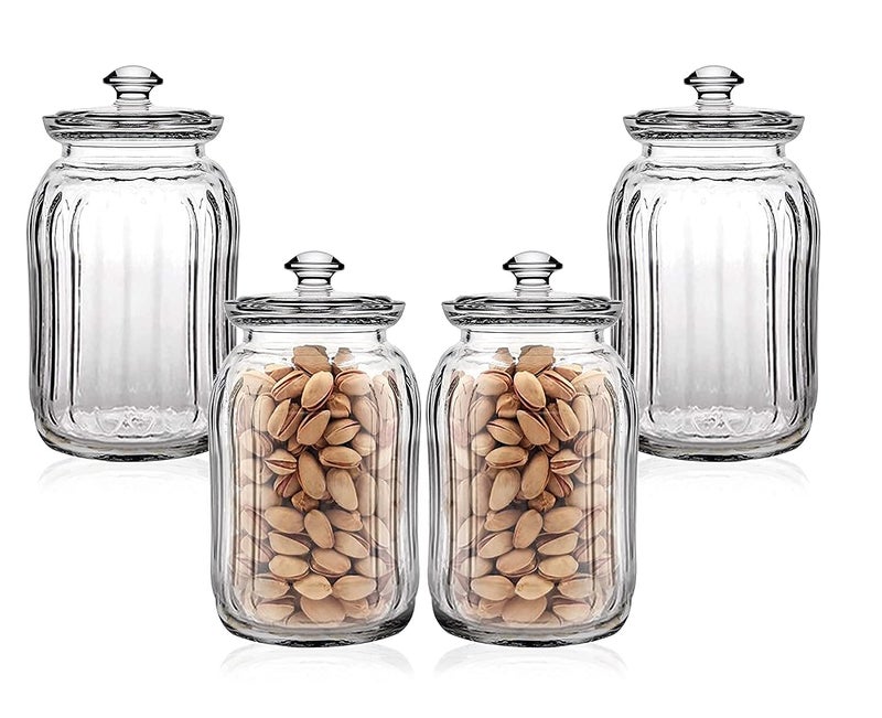 Ash  Roh Ash & Roh® 1500 ML Glass Storage Jars - Clear Glass Jars with Airtight Lids airtight glass Kitchen Jars for Canning, Fermenting (4 PACK) - Image 3