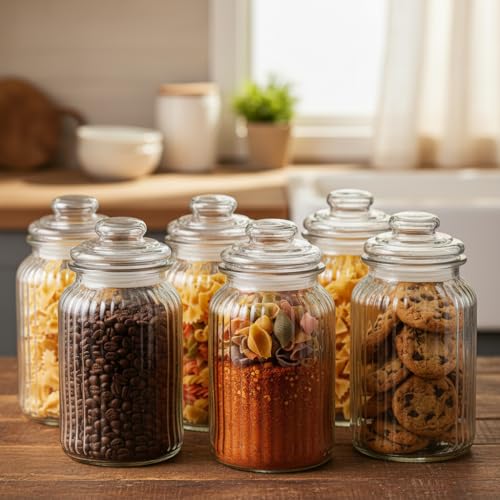 Ash  Roh Ash & Roh® 1500 ML Glass Storage Jars - Clear Glass Jars with Airtight Lids airtight glass Kitchen Jars for Canning, Fermenting (4 PACK) - Image 5
