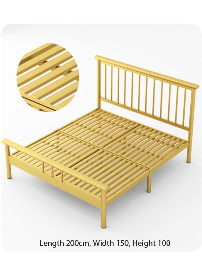 NKX Modern thick carbon steel ribbed frame bed with hollow rectangular headboard for bedroom  - Image 1
