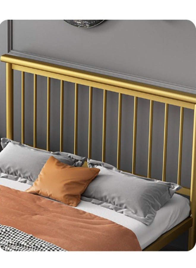 NKX Modern thick carbon steel ribbed frame bed with hollow rectangular headboard for bedroom  - Image 3