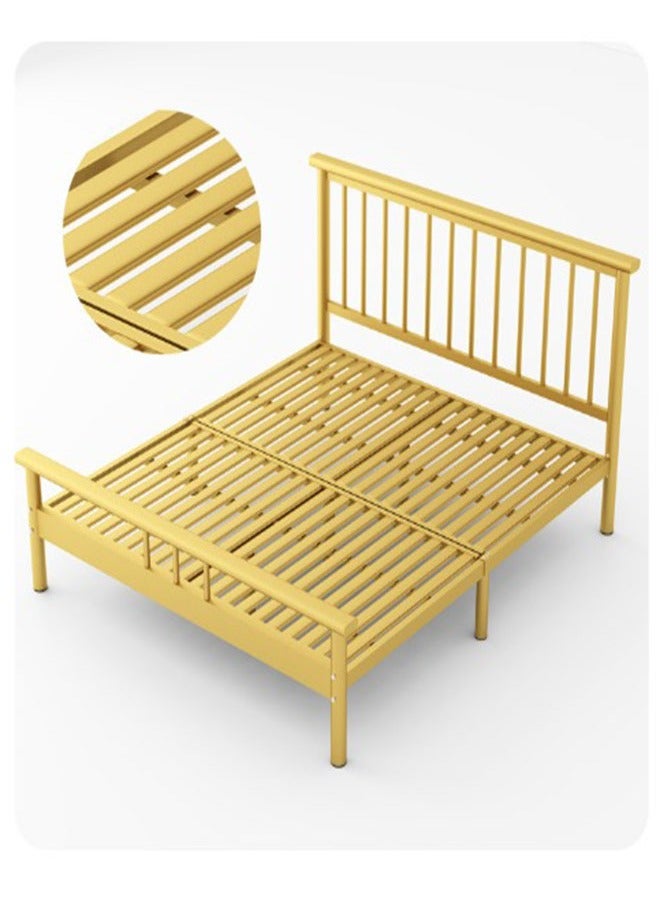 NKX Modern thick carbon steel ribbed frame bed with hollow rectangular headboard for bedroom  - Image 4