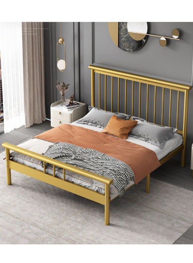 NKX Modern thick carbon steel ribbed frame bed with hollow rectangular headboard for bedroom  - Image 5