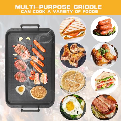 CukAid Non-Stick Aluminum Stove Top Flat Griddle, Warp-Resistant Double Burner Griddle Pan for Glass and Gas Stove, Great for Breakfast and Camping Indoor or Outdoor Size 17" x 10.5" - Image 2