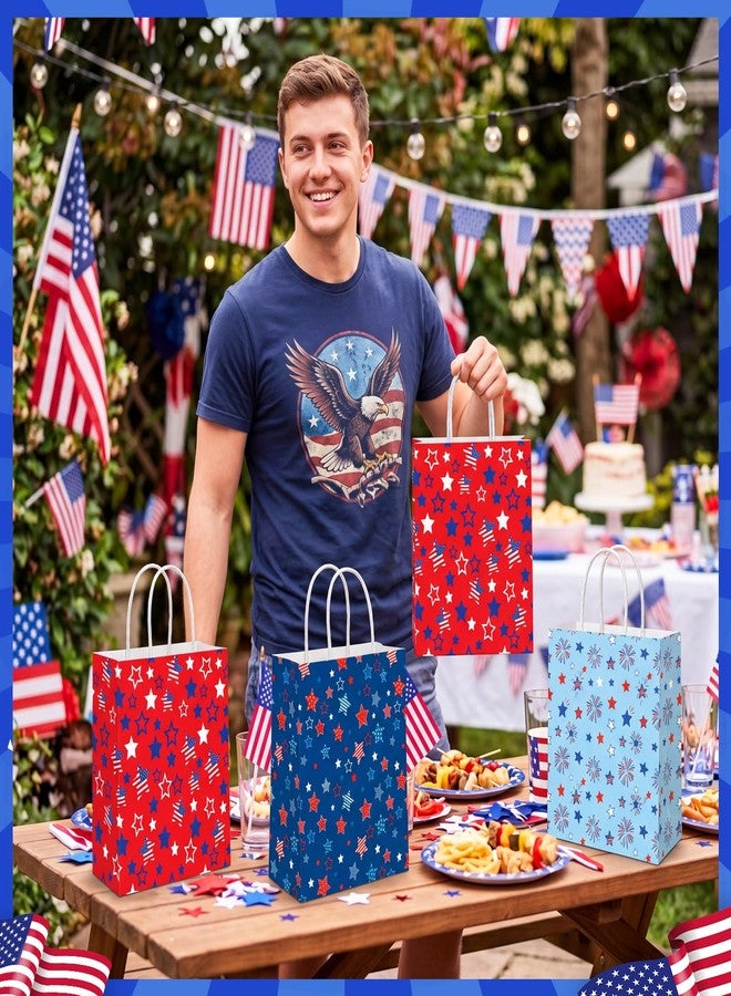 Yexiya 24 Pcs 4th of July Gift Bags Patriotic Party Paper Gift Bags with Handles 250th Anniversary Paper Handbags for Independence Day Parties or Patriotic Celebrations Supplies - Image 2