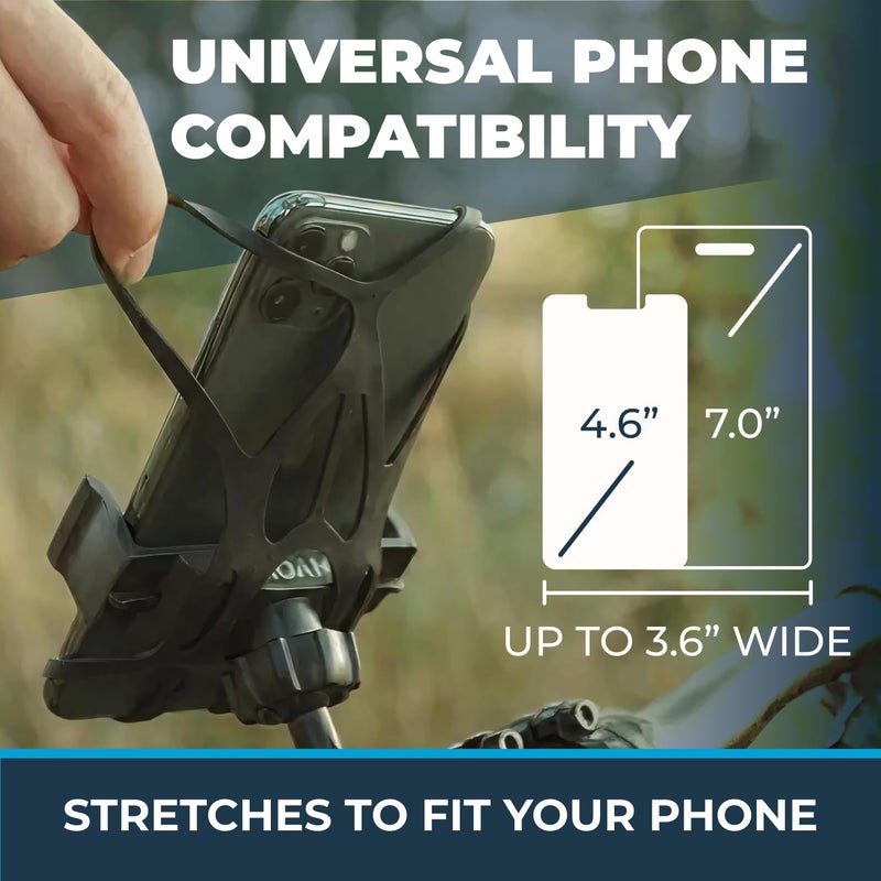 Roam Universal Black Net Bike Phone Mount Holder, 360Â° Rotation Hands Free Cell Navigation System for Motorcycle eBike Dirt Road Cruiser Scooter Jogging Stroller, Adjustable Up to 3.6" W x 7" L - Image 2